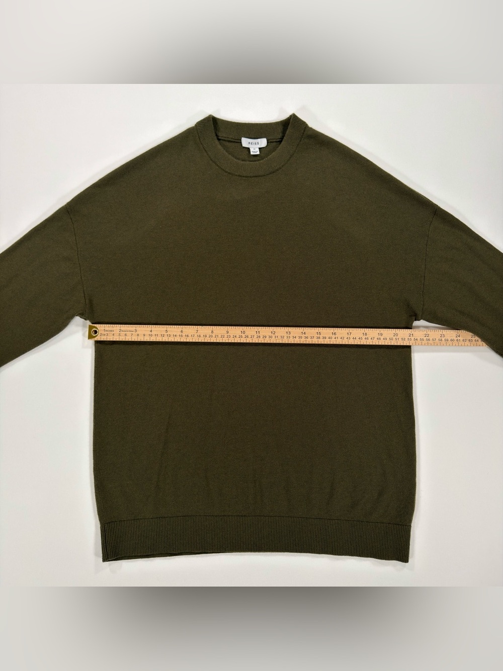 Reiss Putney Mens Wool Blend Crewneck Sweater Size M Olive Green Pullover - Picture 8 of 9